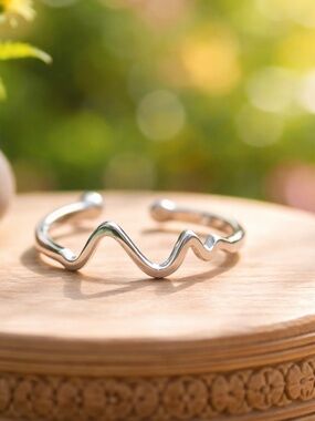 New Adjustable Sterling Silver Heartbeat Ring, Adjustable Band, Gift of Love